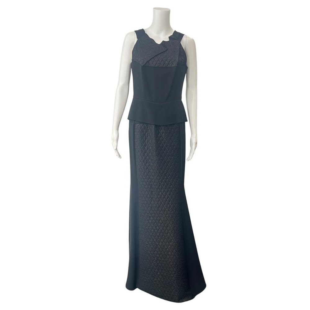 Roland Mouret Black Paneled Peplum Evening Gown size FR 40/8